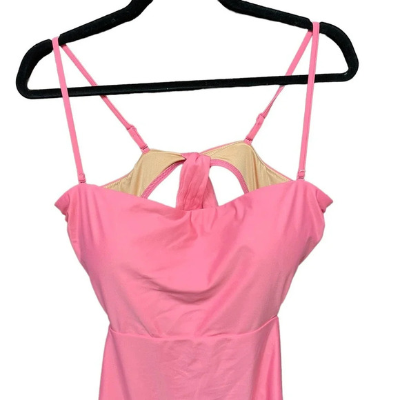 J. Crew Cutout Tie-Back One Piece Swimsuit Tea Rose Pink‎ Size 16 - Picture 4 of 14
